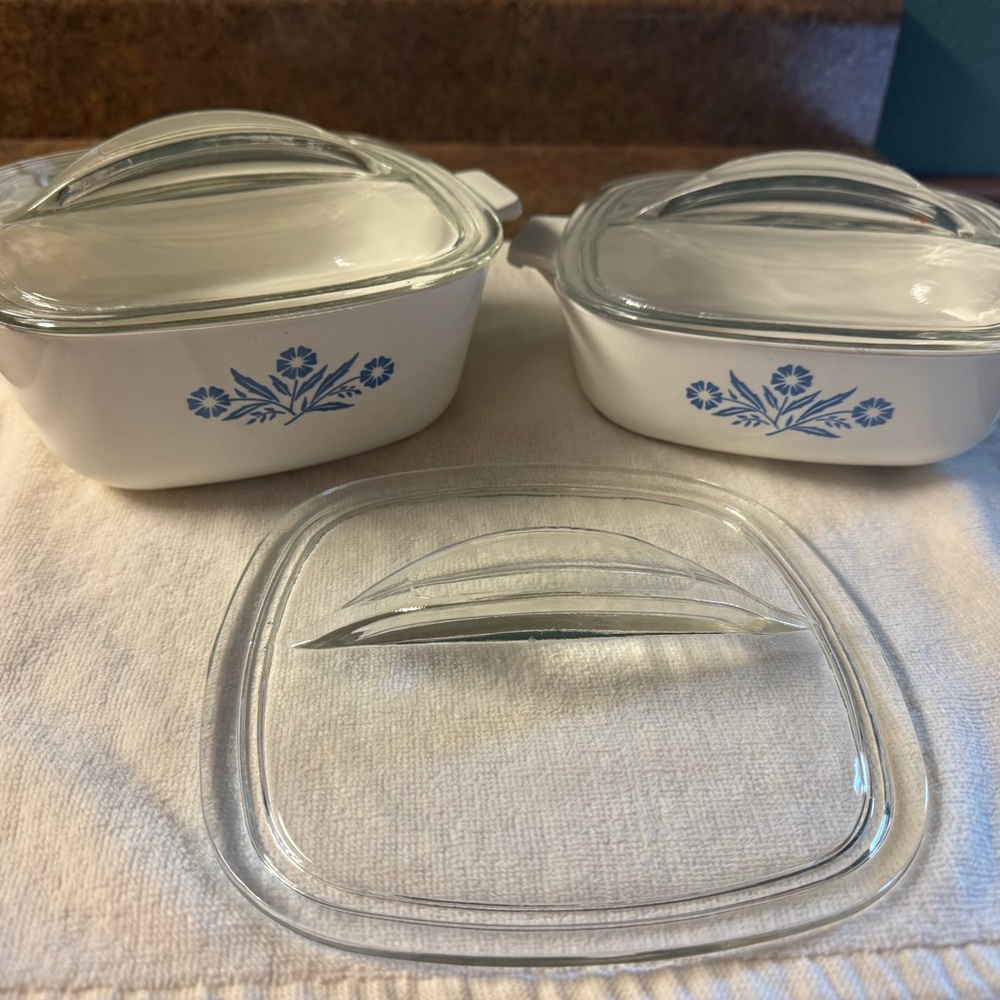 Corningware Blue and White Casserole Dish Set